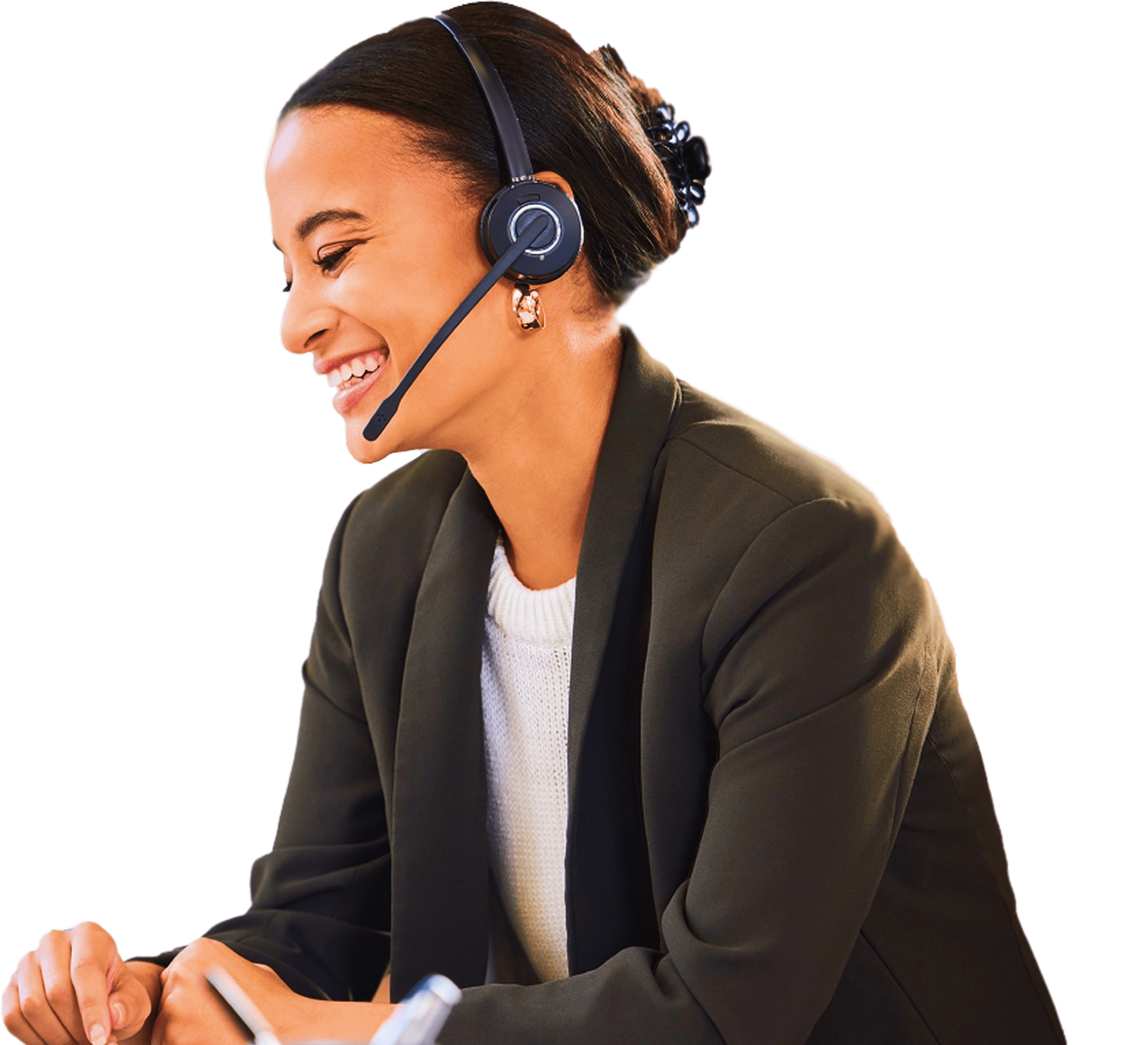 Friendly itc consultant smiling and wearing a headset