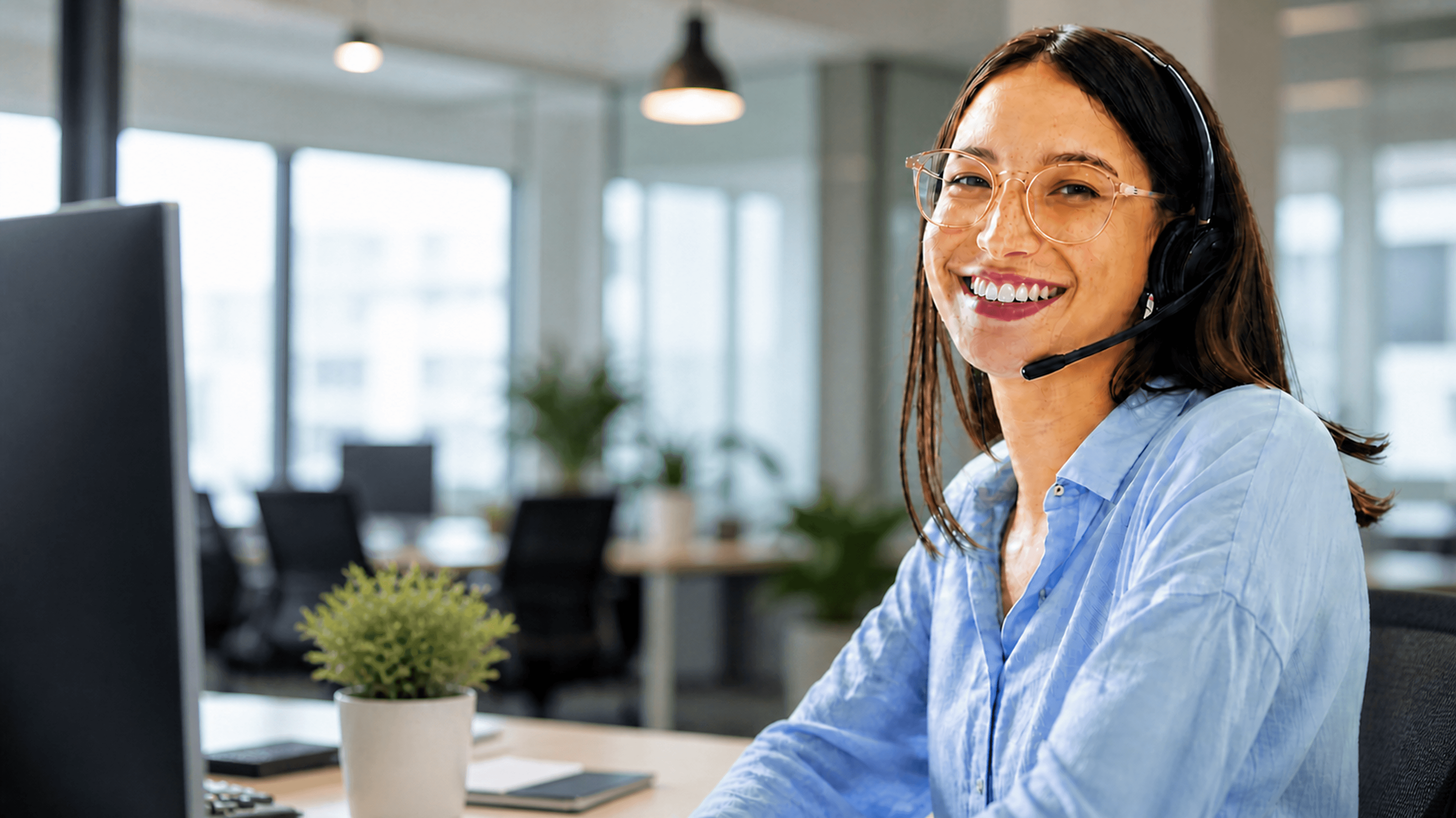 itc consultant with headset providing end-to-end business communications